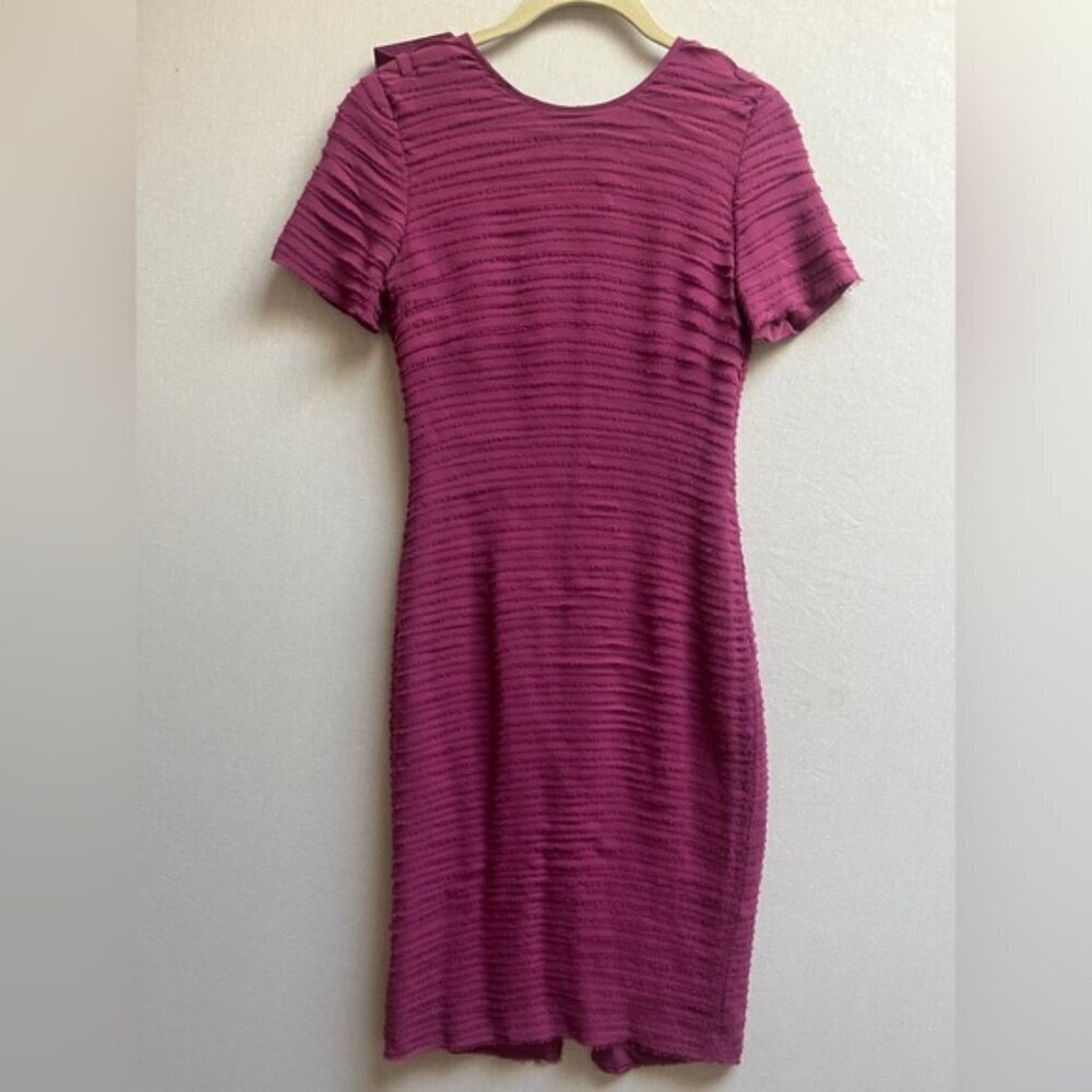 Burberry London Purple Ruched Crinkle 100% Silk Short Sleeve Dress 4